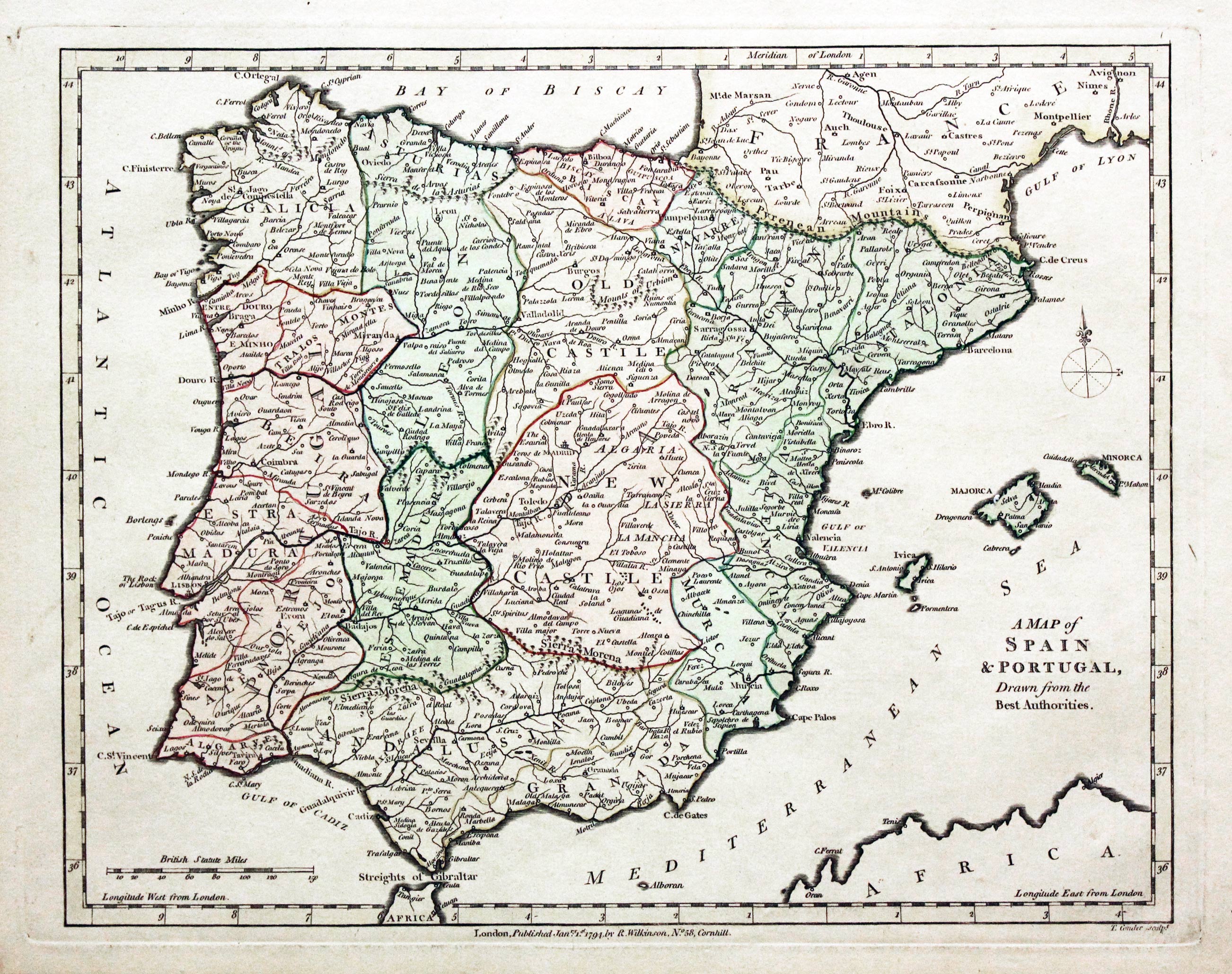 A MAP OF SPAIN & PORTUGAL DRAWN FROM THE BEST AUTHORITIES
