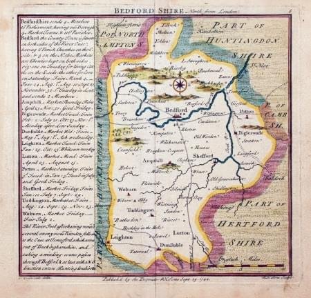 Silsoe Map Antique County Maps of Bedfordshire - Richard Nicholson