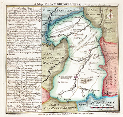  Map of Cambridgeshire by T. Badeslade and W. H. Toms, 1741 