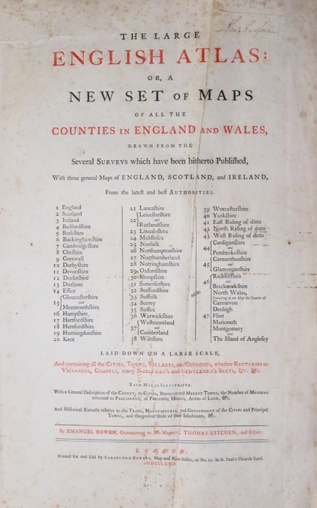 Large English Atlas by Emanuel Bowen Titlepage 1767