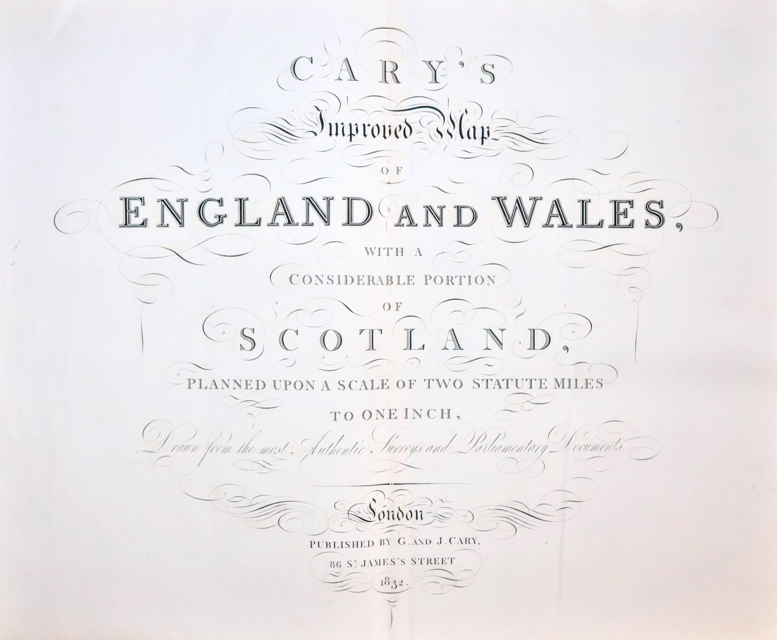 Titlepage to Cary's Improved Map of England and Wales 1832  Titlepage to Cary's Improved Map of England and Wales 1832