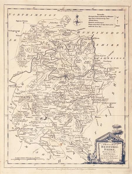 Map of Bedfordshire by Joseph Ellis 1777