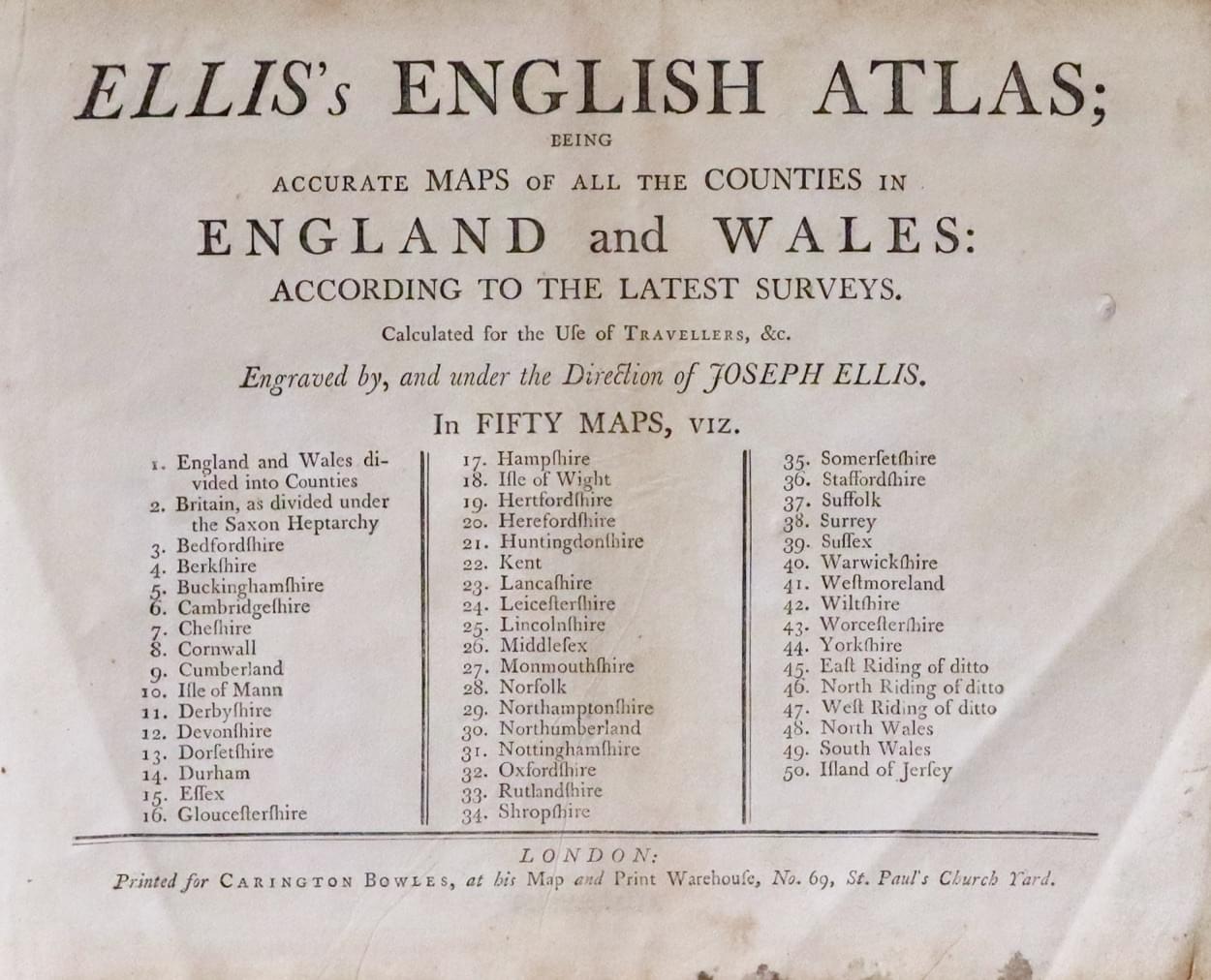 Joseph Ellis list of maps in the atlas  Joseph Ellis list of maps in the atlas