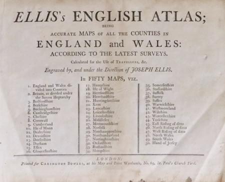 Joseph Ellis list of maps in the atlas