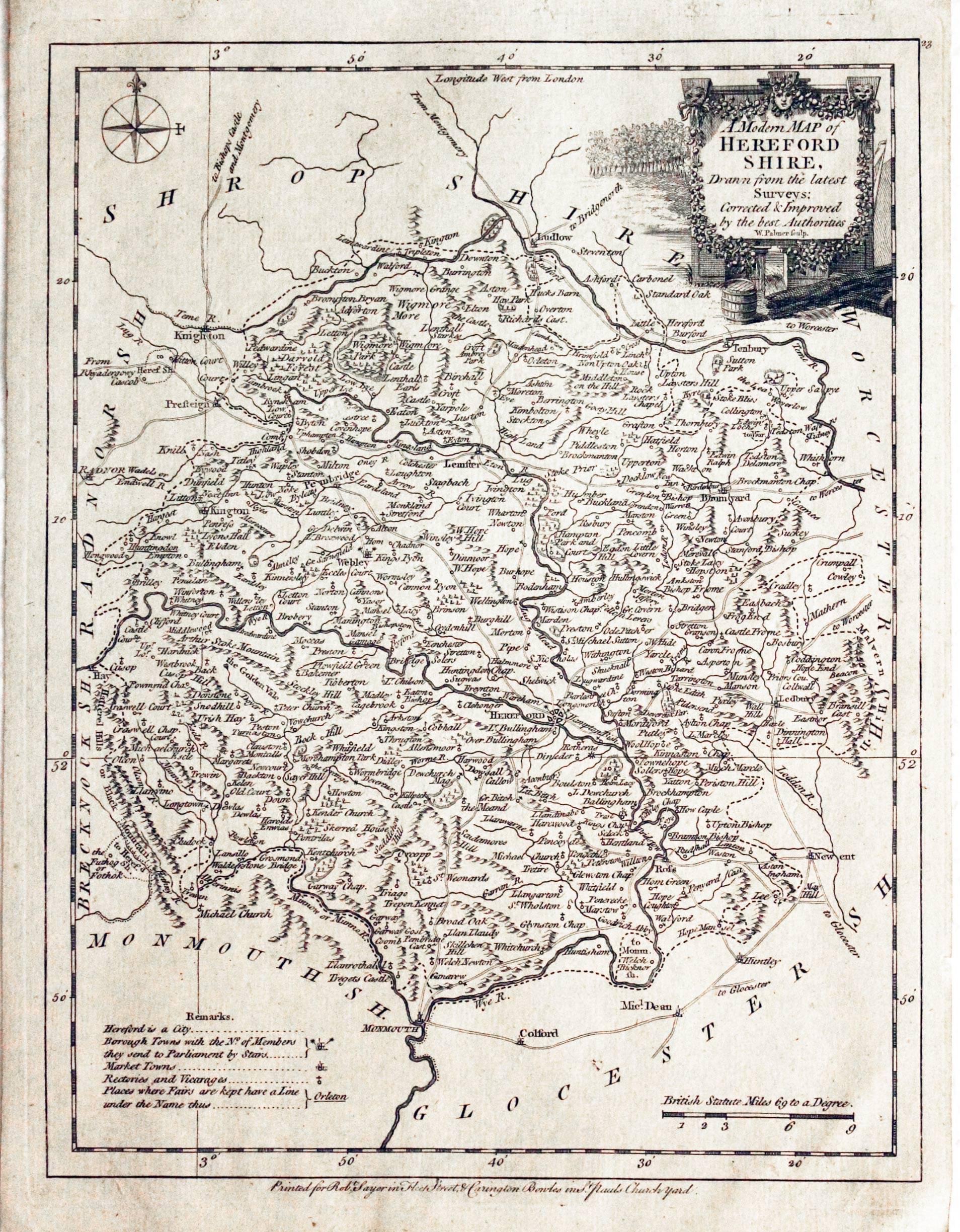 Map of Herefordshire by Joseph Ellis c.1765  Map of Herefordshire by Joseph Ellis c.1765