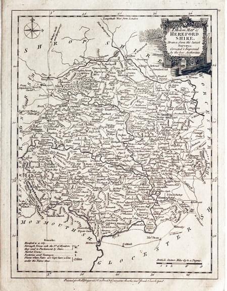 Map of Herefordshire by Joseph Ellis c.1765