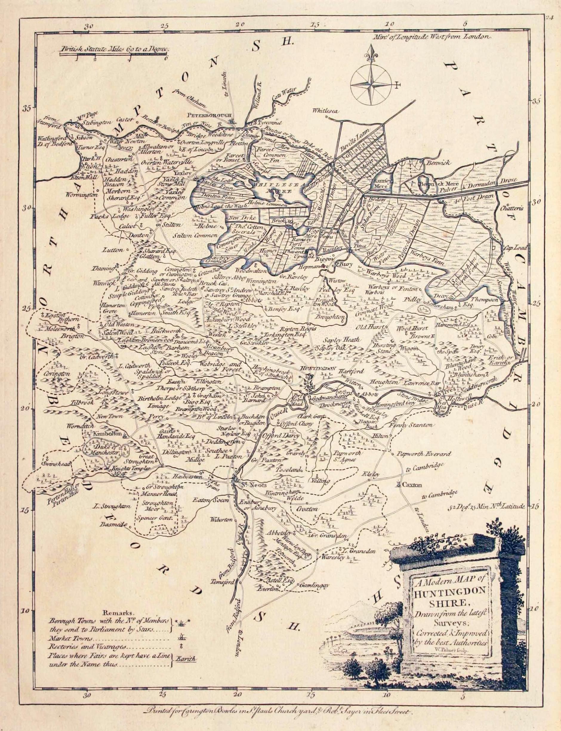 Map of Huntingdonshire by Joseph Ellis c.1765  Map of Huntingdonshire by Joseph Ellis c.1765