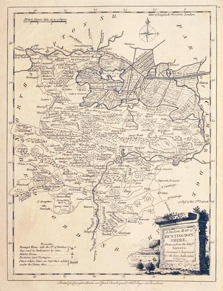 Map of Huntingdonshire by Joseph Ellis c.1765