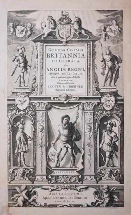 17th century frontispiece to Jansson's atllas of England & Wales 1649