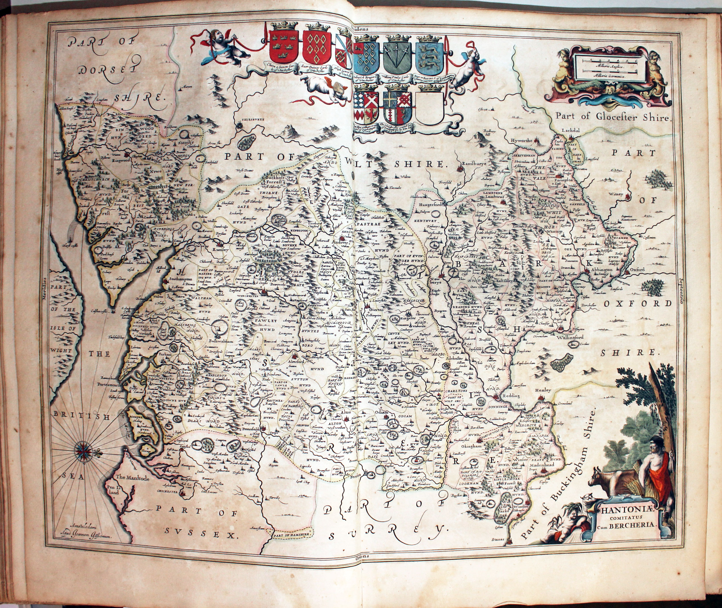 Map of Hampshire and Berkshire by Jan Jansson 1647