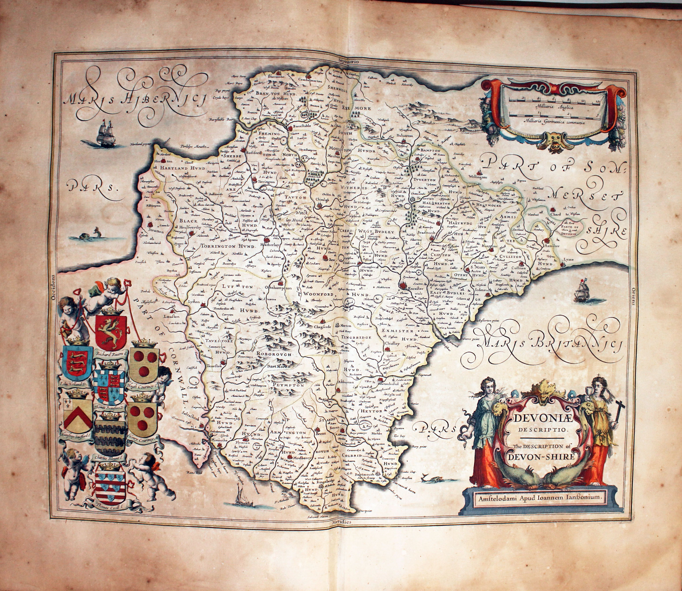 Map of Devonshire by Jan Jansson 1647