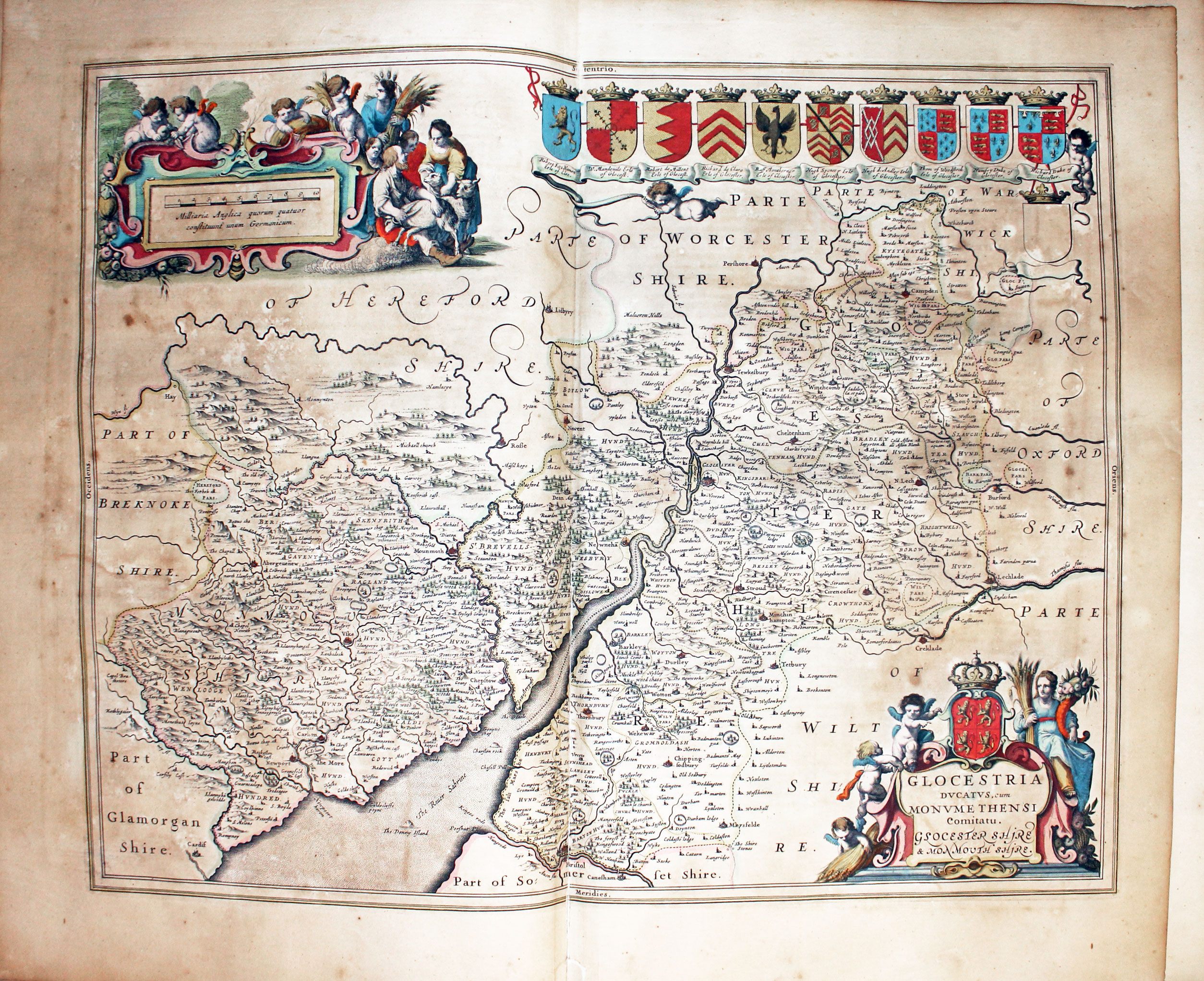 Map of Gloucestershire and Monmouthshire by Jan Jansson 1647