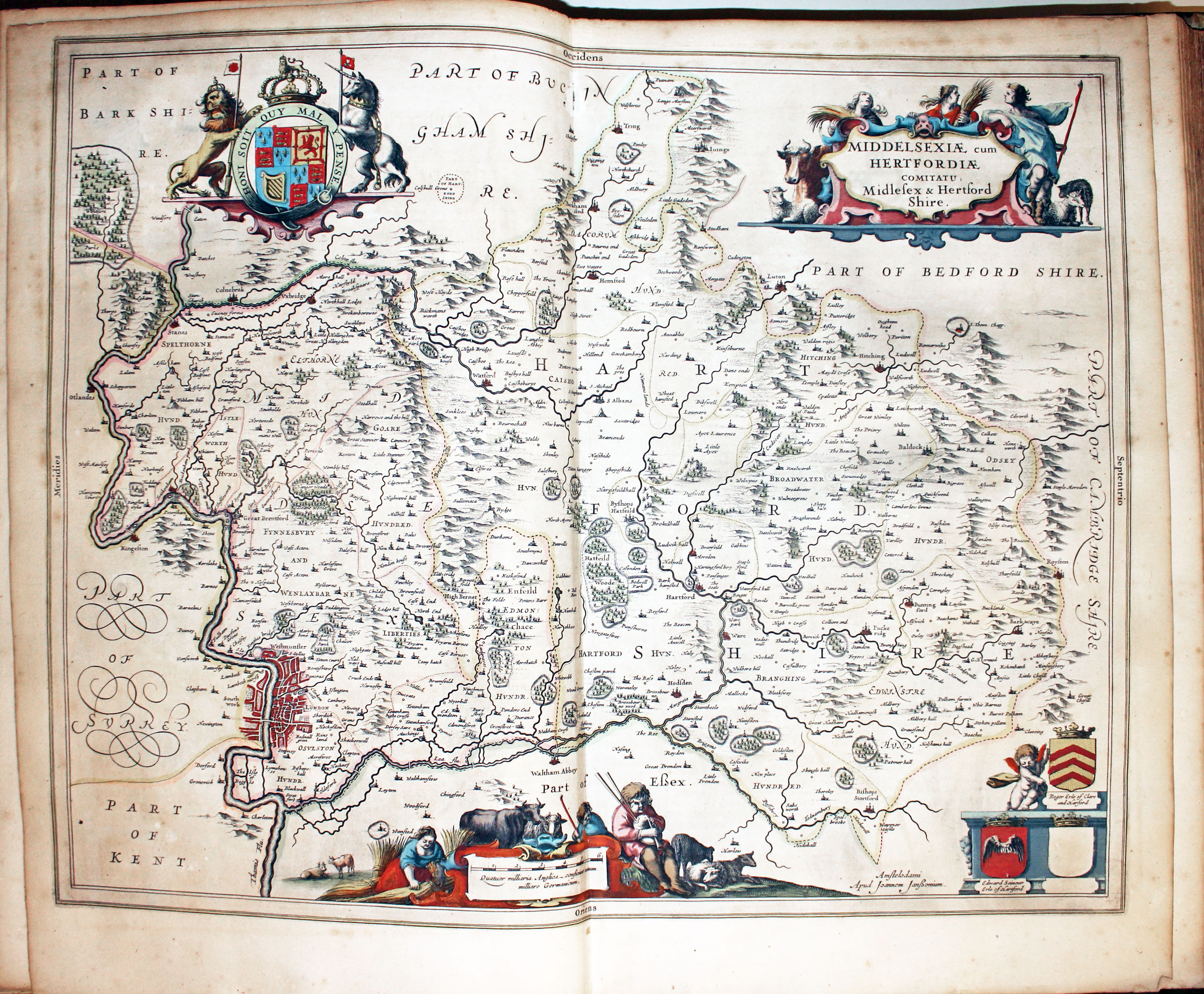 Map of Middlesex and Hertfordshire by Jan Jansson 1647