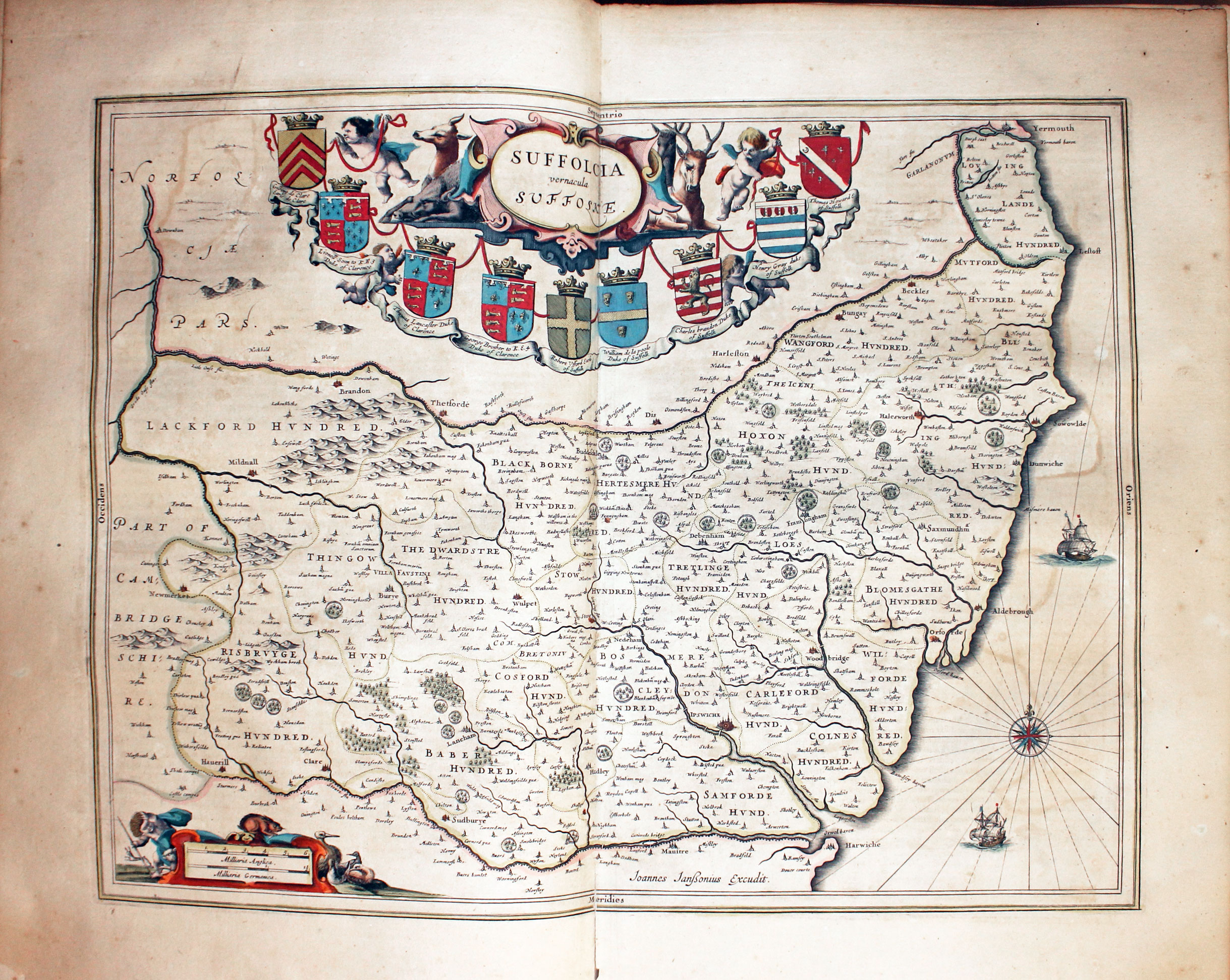 Map of Suffolk by Jan Jansson 1647