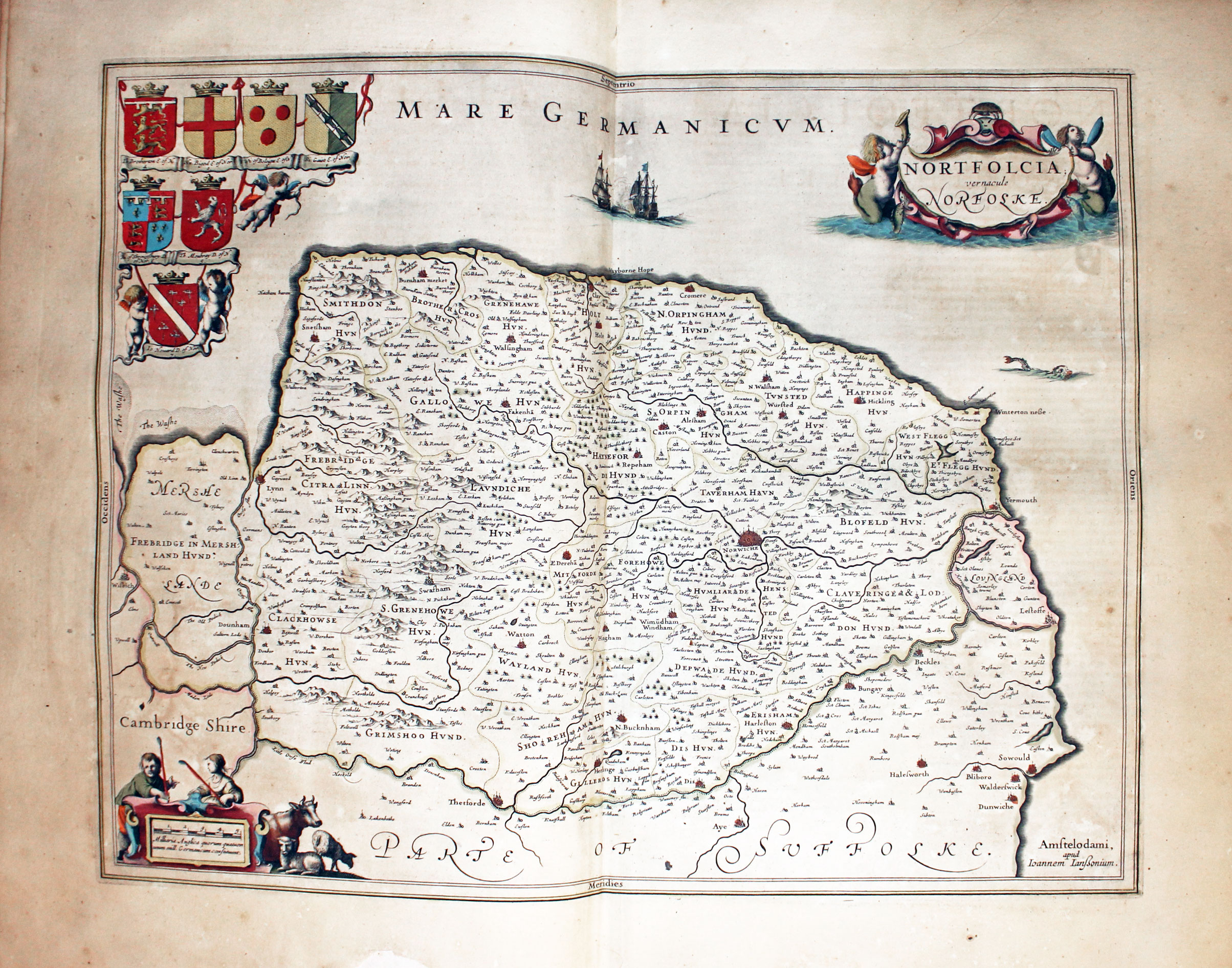 Map of Norfolk by Jan Jansson 1647