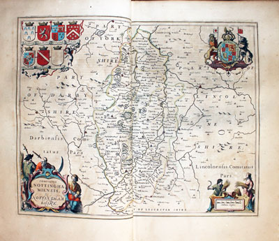  Map of Nottinghamshire by Jan Jansson 1647 