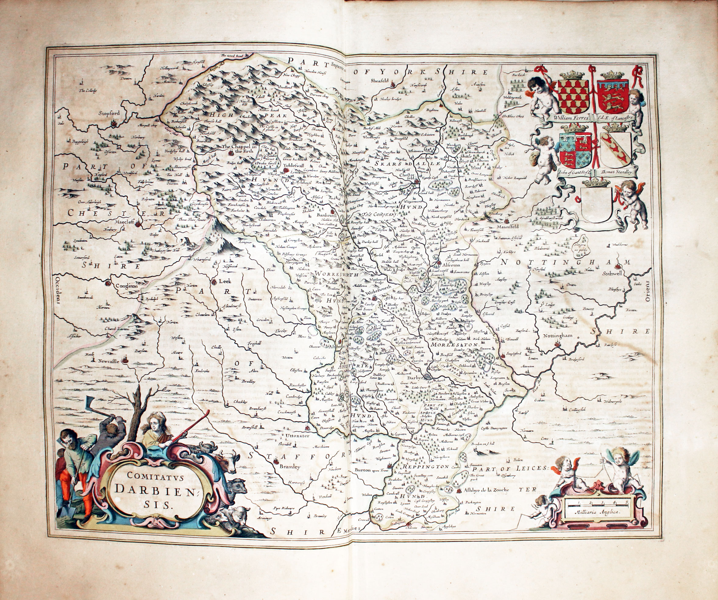 Map of Derbyshire by Jan Jansson 1647