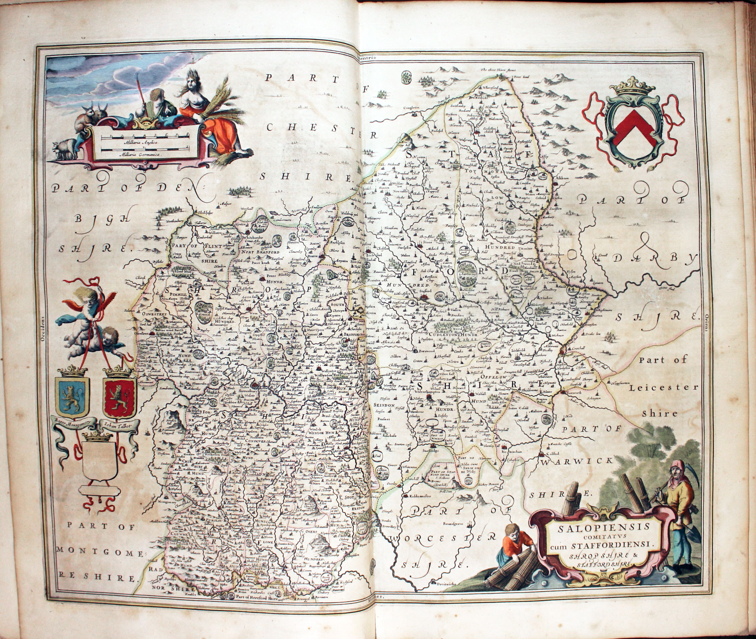 Map of Shropshire and Staffordshire by Jan Jansson 1647