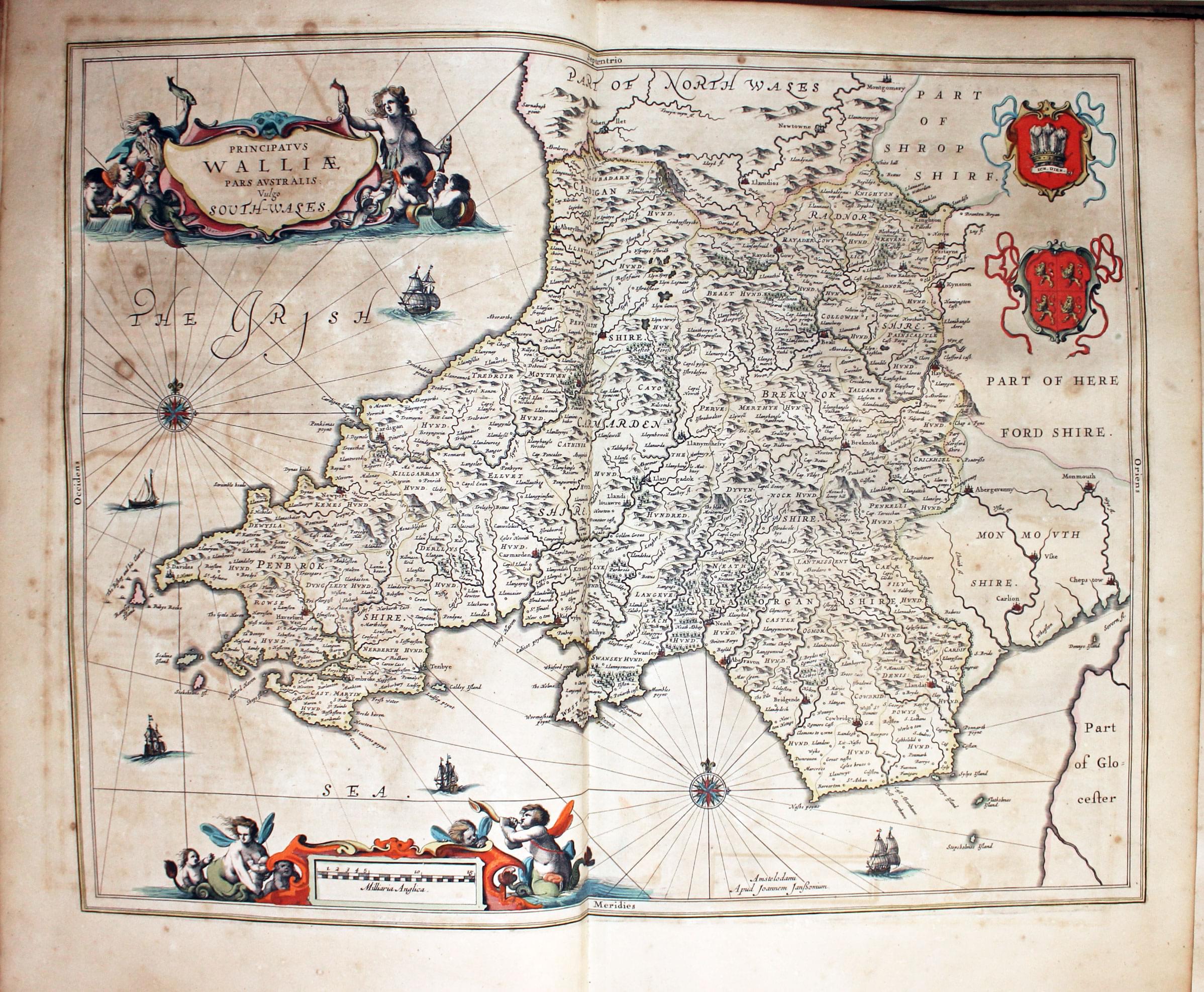 Map of South Wales by Jan Jansson 1647