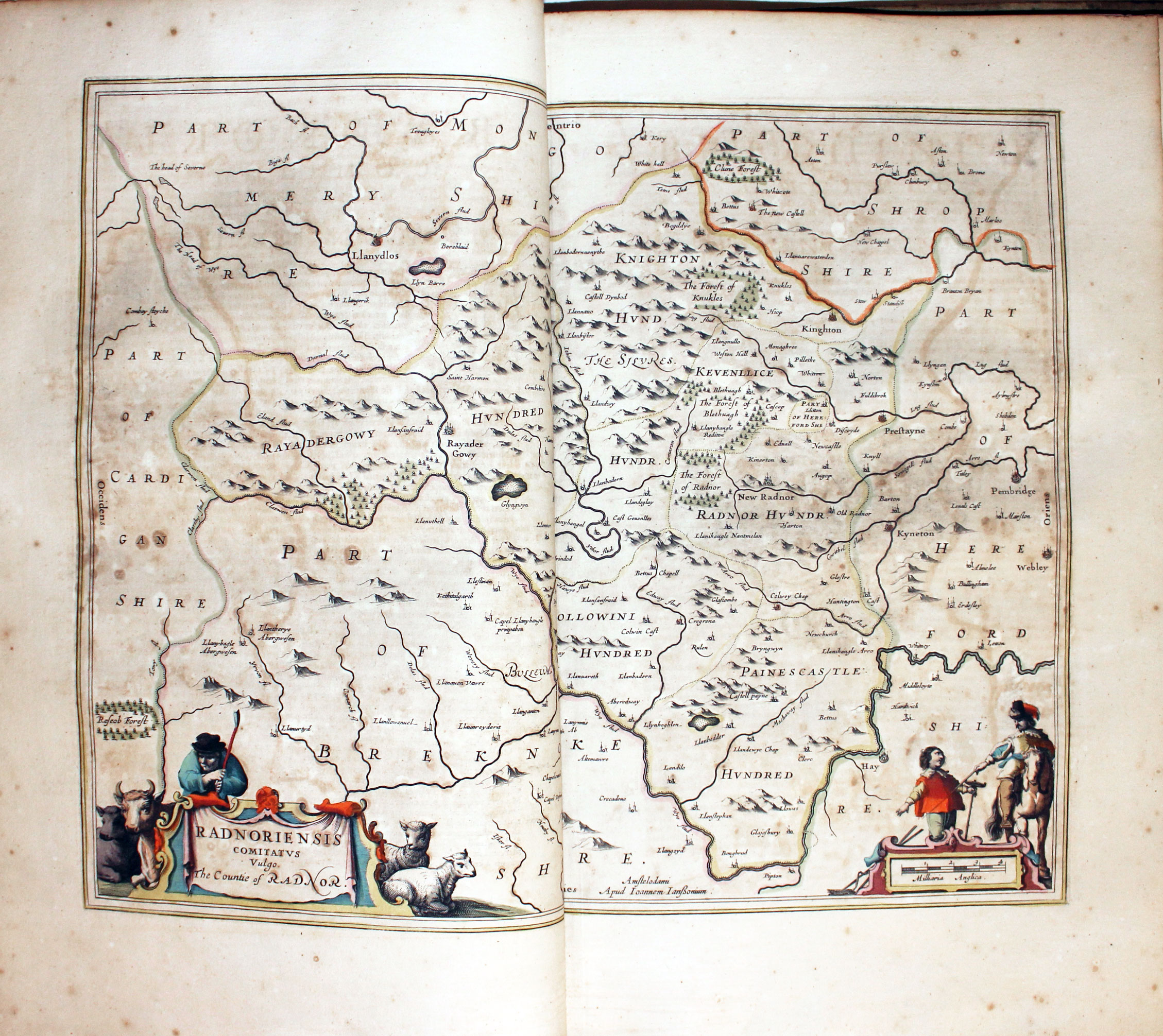 Map of Radnorshire by Jan Jansson 1647