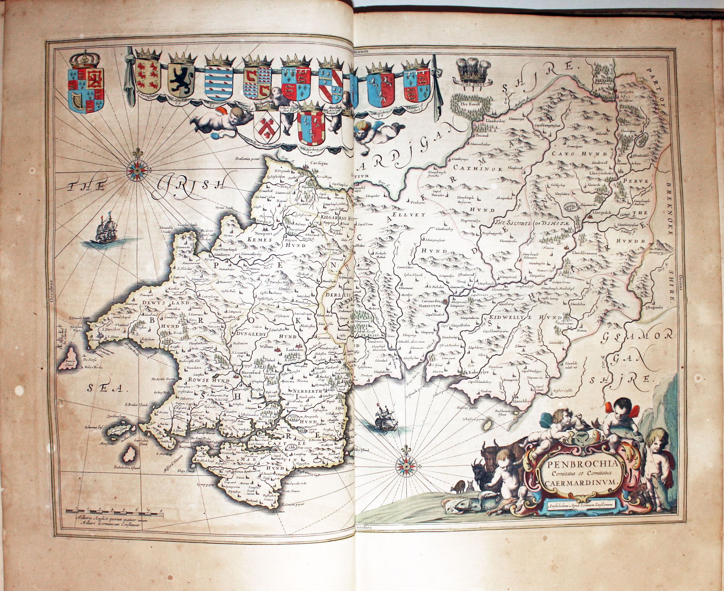 Map of Pembrokeshire and Carmarthenshire by Jan Jansson 1647