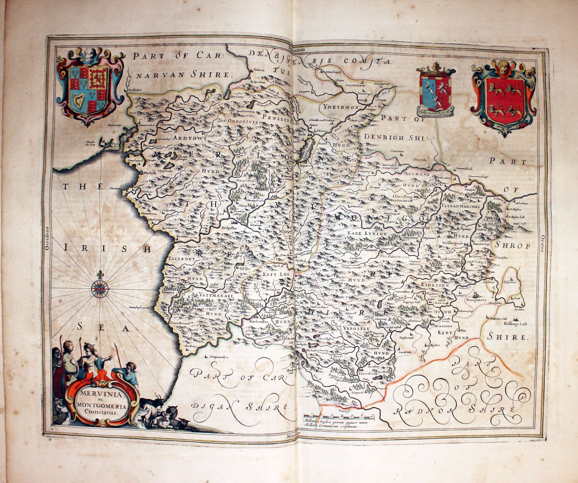 Map of Montgomeryshire and Merionethshire by Jan Jansson 1647