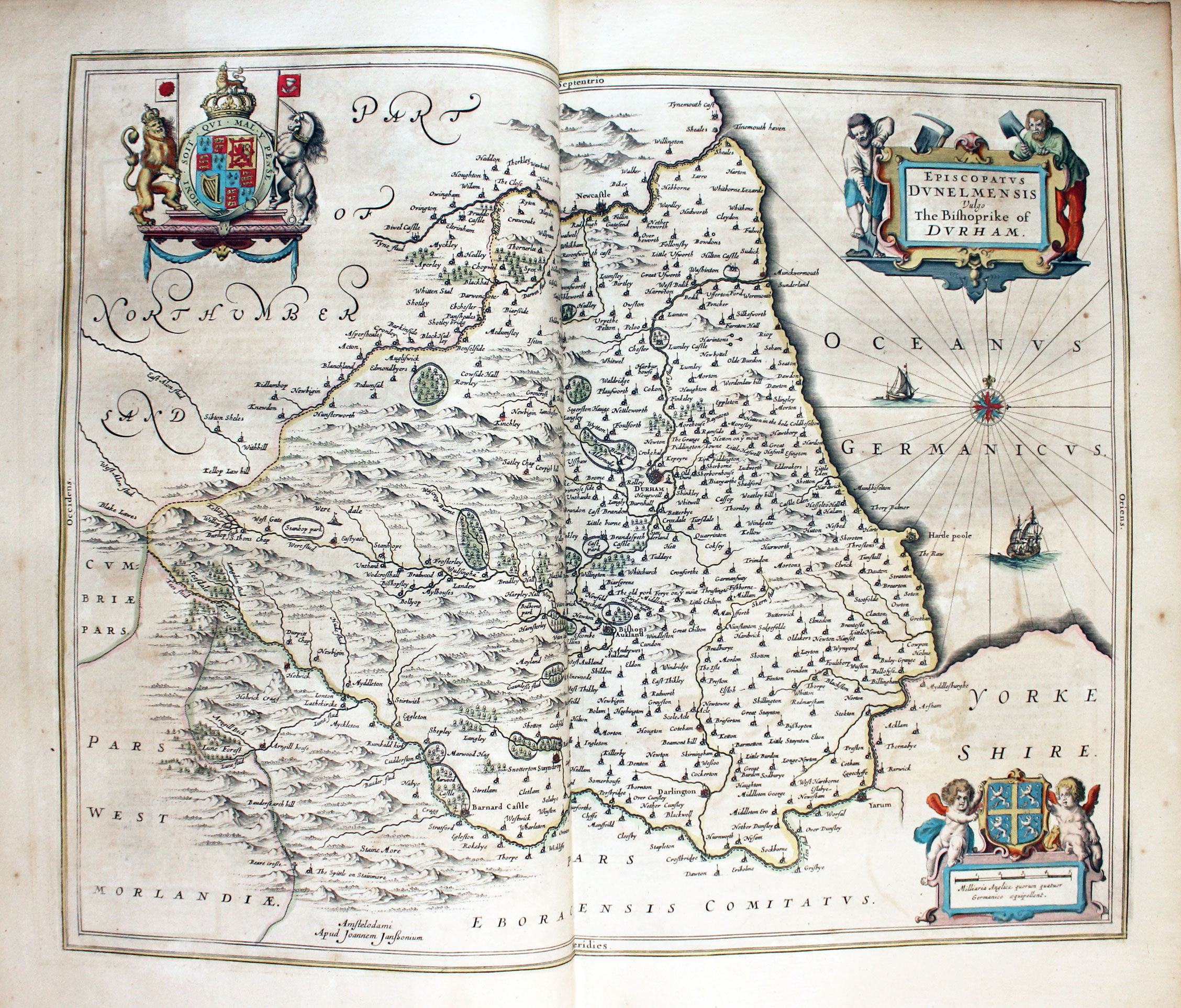 Map of Coumty Durham by Jan Jansson 1647