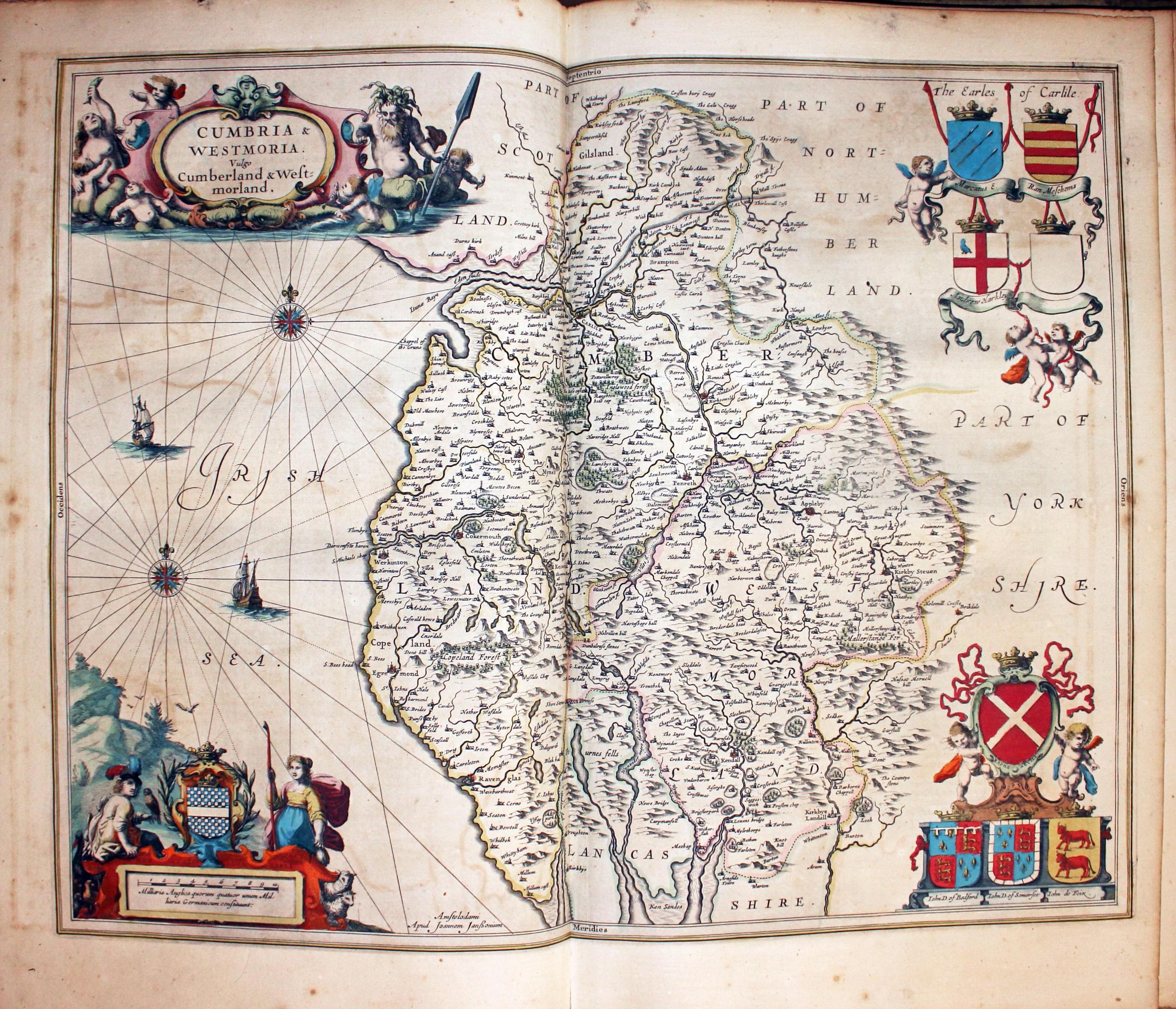 Map of Cumberland and Westmorland by Jan Jansson 1647