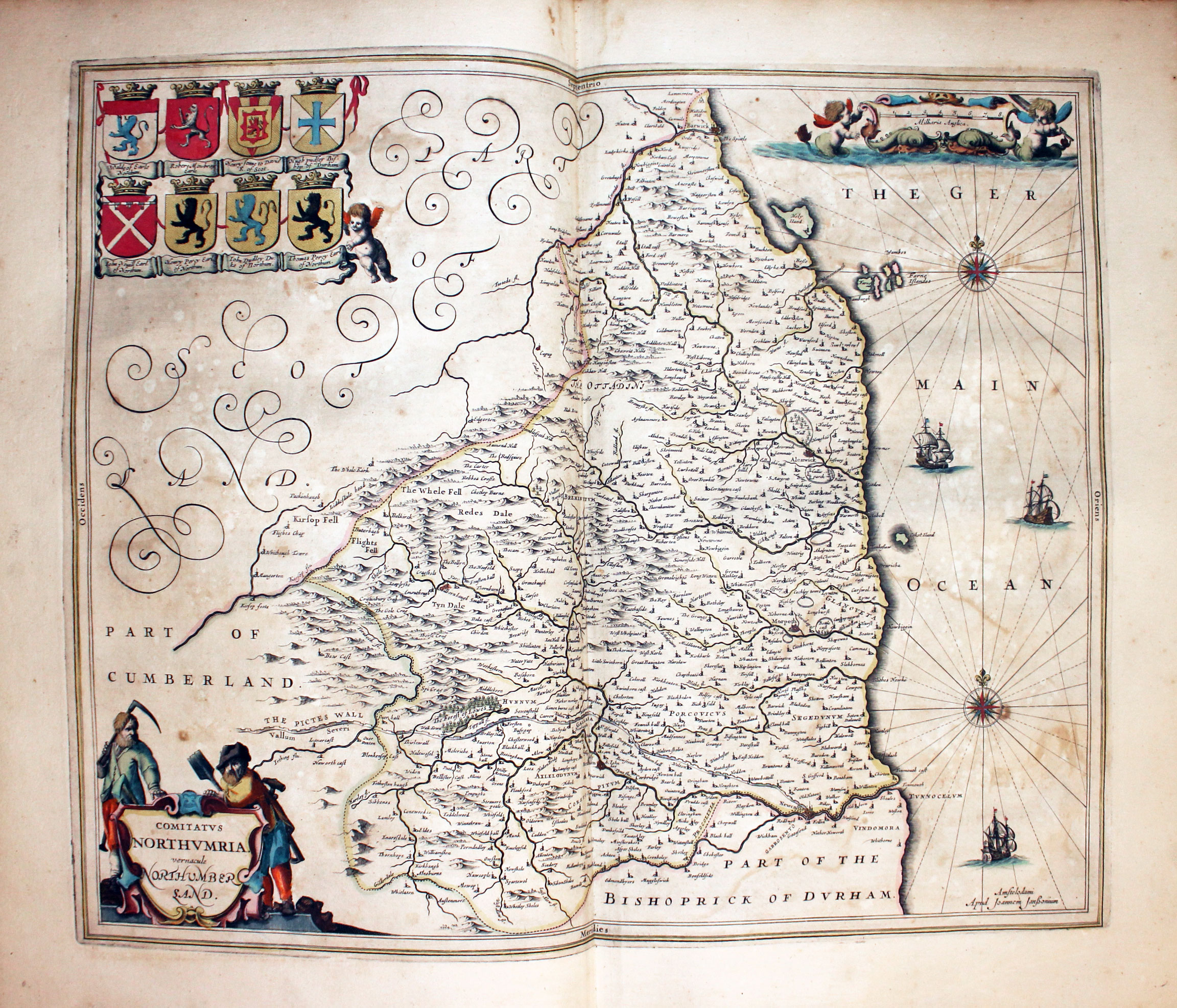 Map of Northumberland by Jan Jansson 1647