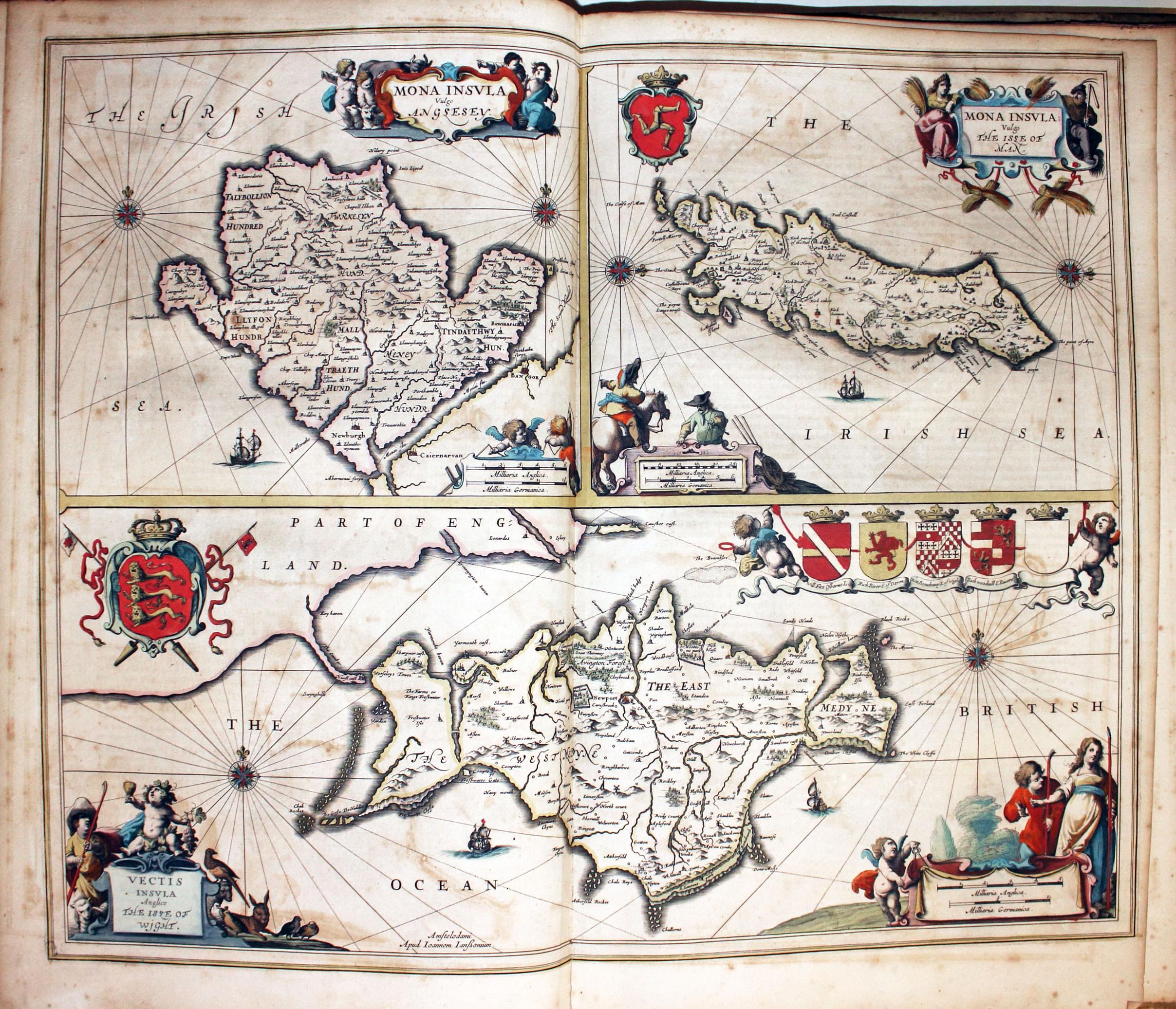 Map of Anglesey, Isle of Man and the Isle of Wight by Jan Jansson 1647