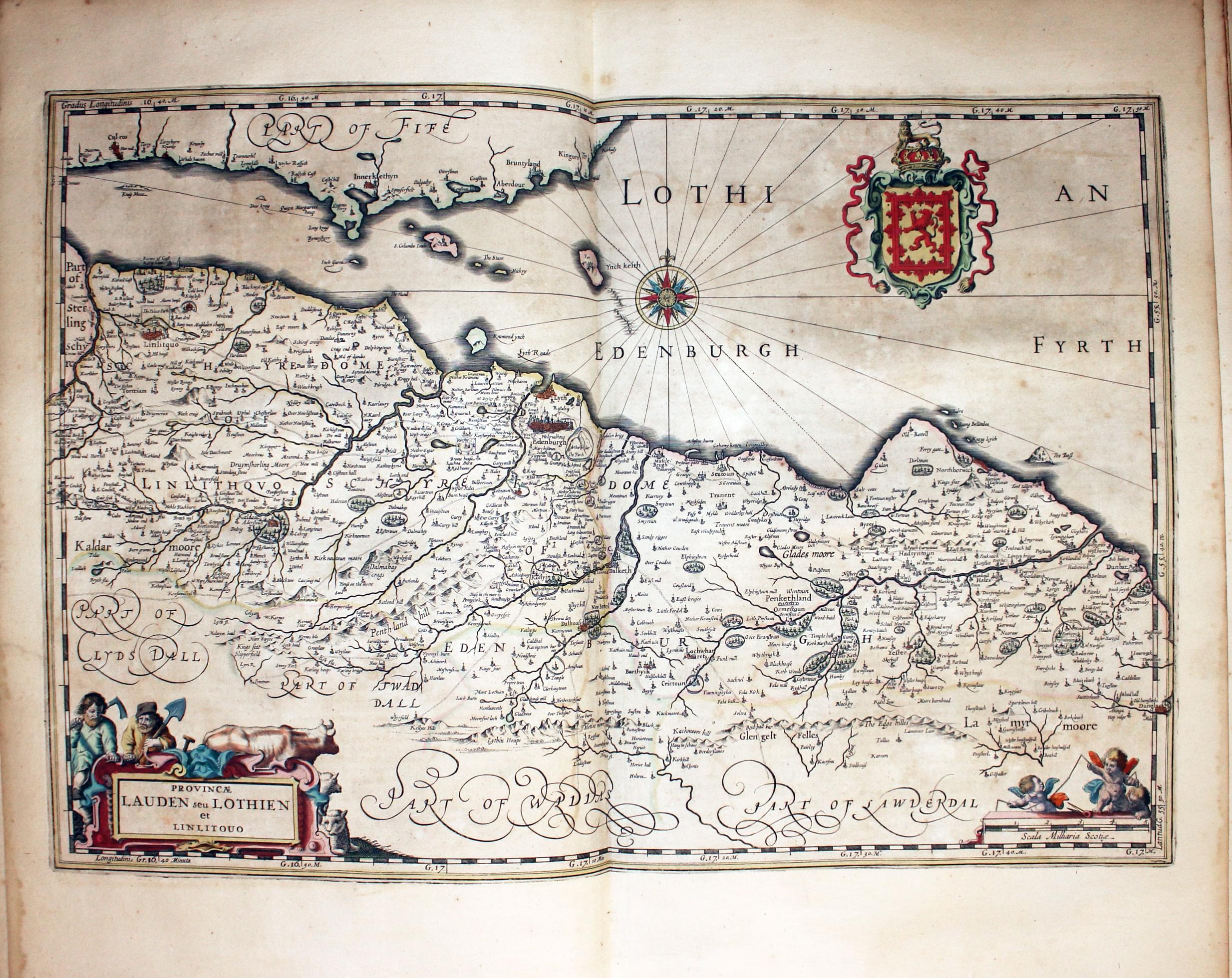 Map of Lothian and Linlithgow by Jan Jansson 1647