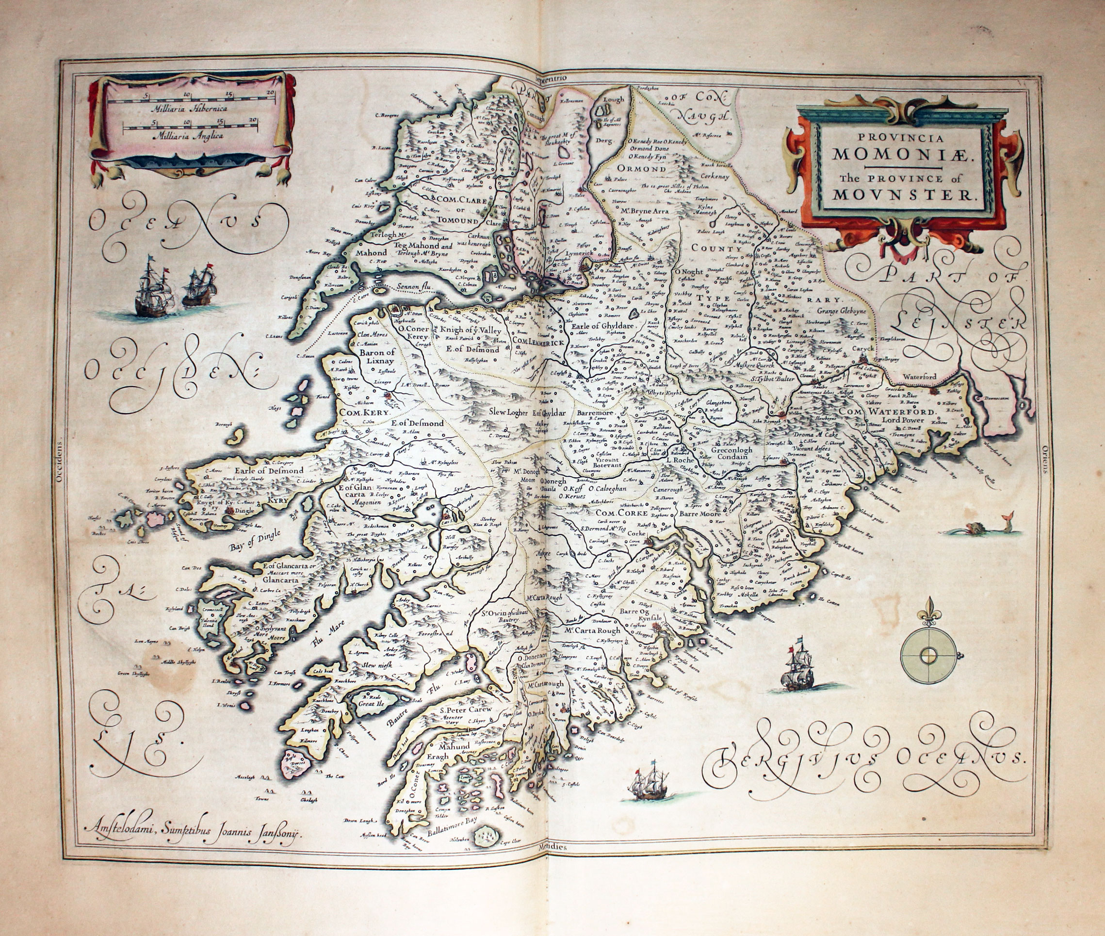 Map of Province of Munster by Jan Jansson 1647