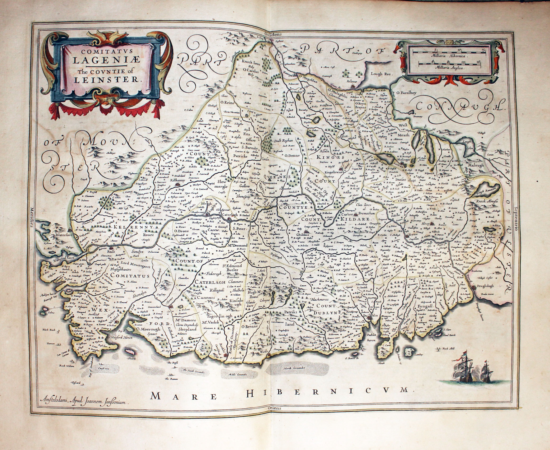 Map of Leinster by Jan Jansson 1647