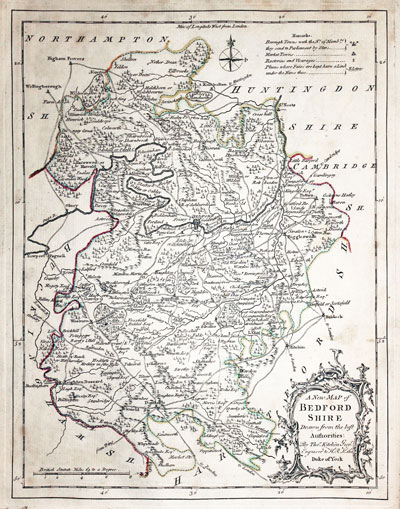 Map of Bedfordshire by Thomas Kitchin 1765