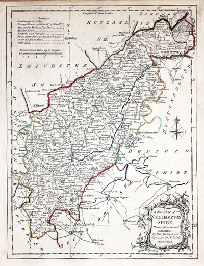  Map of Northamptonshire by Thomas Kitchin 1765 