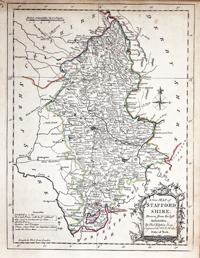  Map of Staffordshire by Thomas Kitchin 1765 