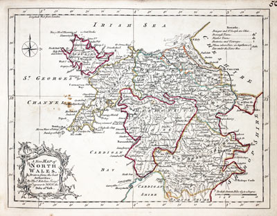 Map of North Wales  by Thomas Kitchin 1765