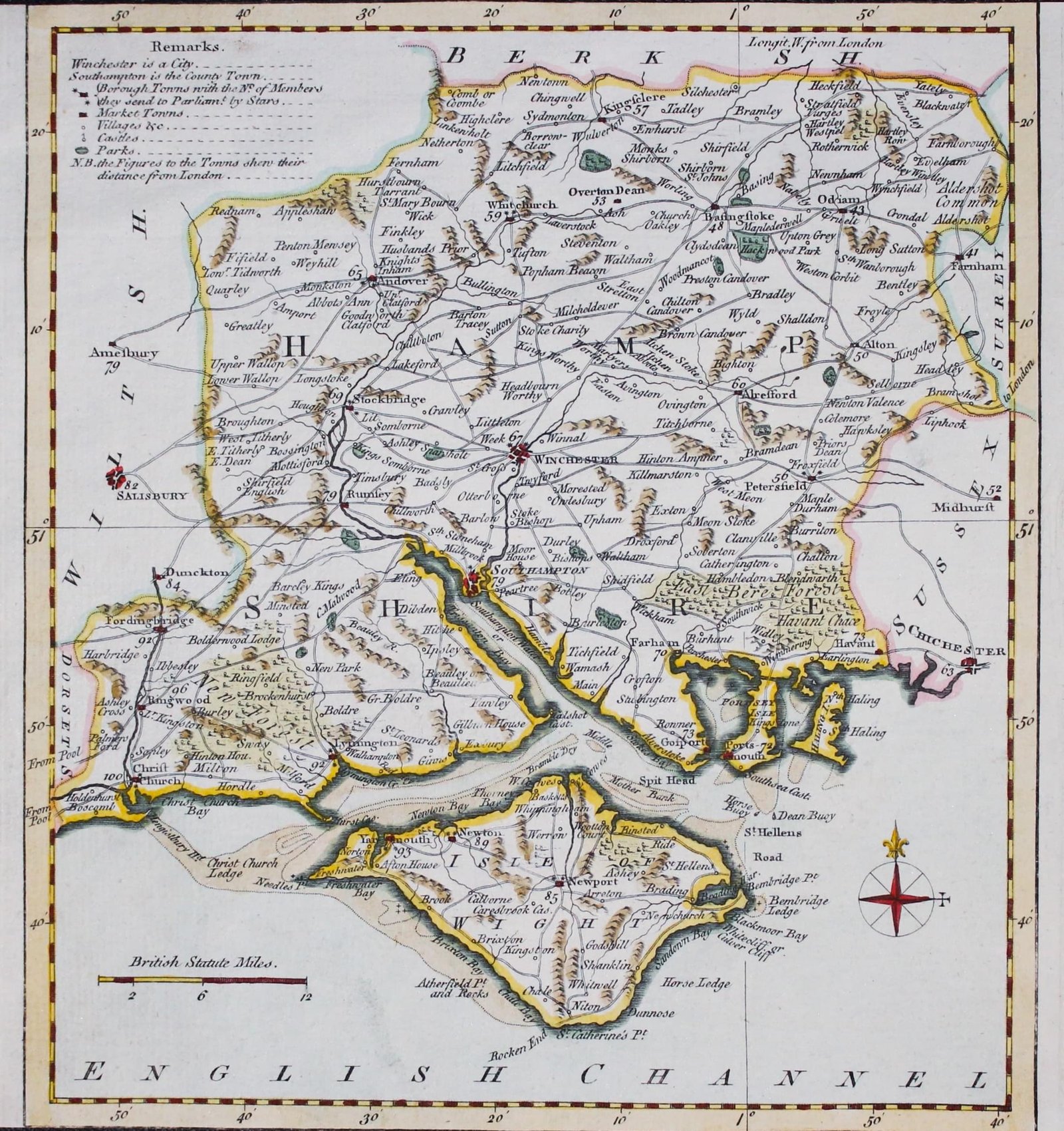 Hampshire & Isle of Wight, Thomas Kitchin & J C Capper 1769