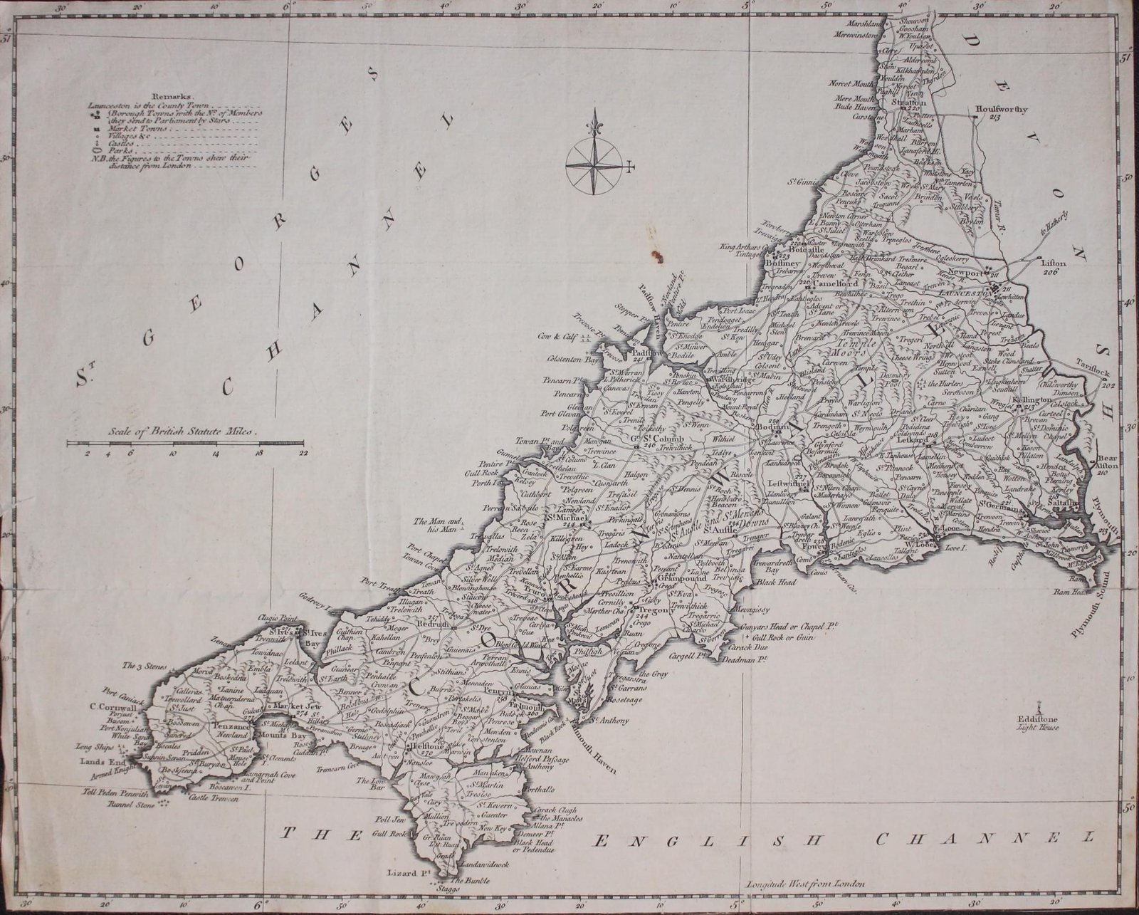 Cornwall, Thomas Kitchin & J C Capper 1769
