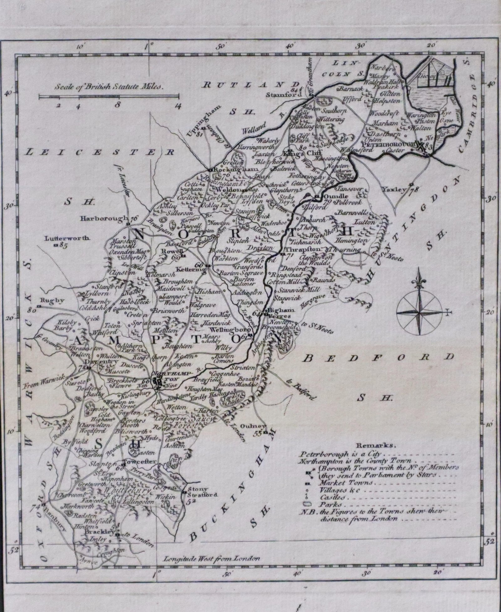 Northamptonshire, Thomas Kitchin & J C Capper 1769
