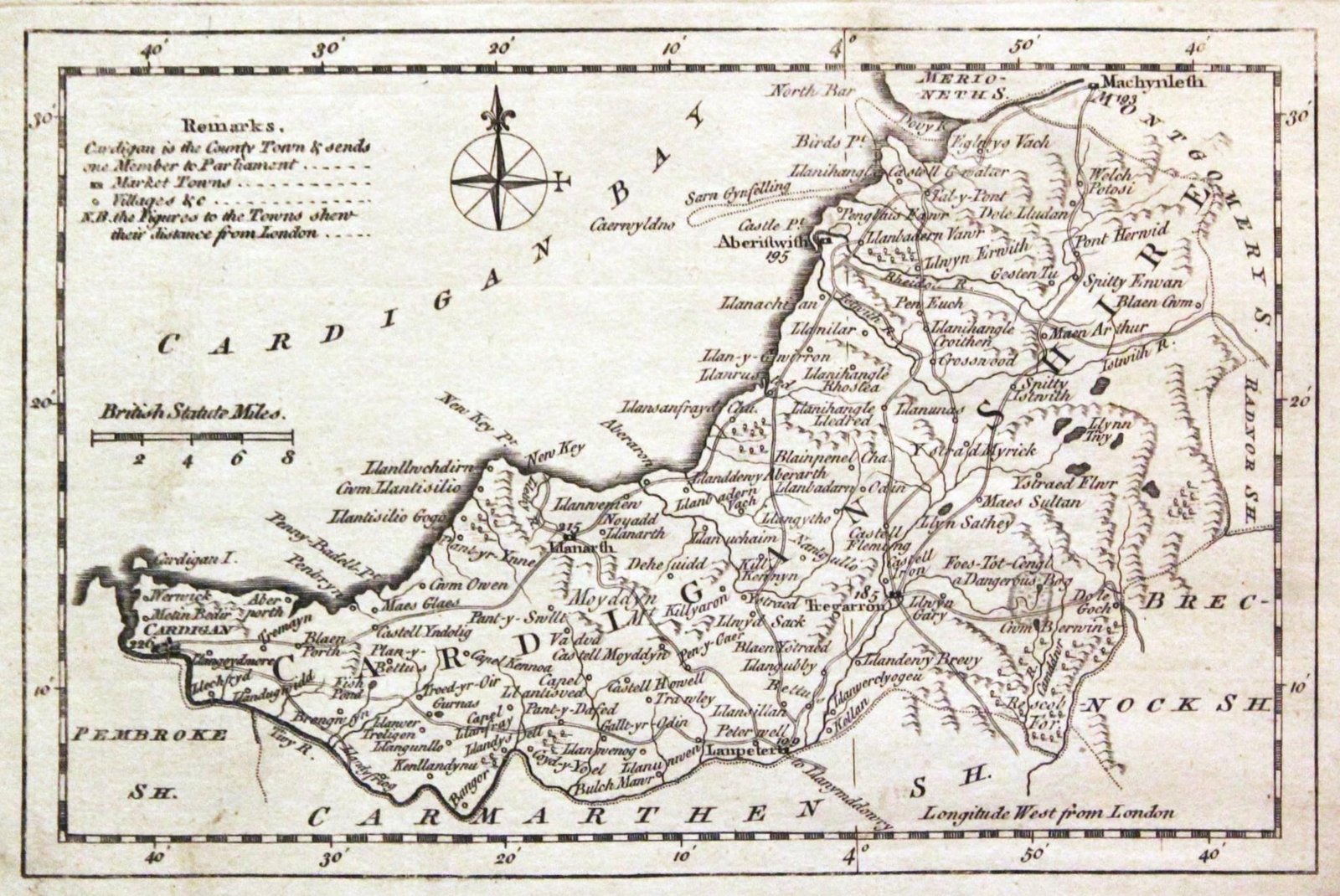 Cardiganshire, Thomas Kitchin & J C Capper 1769