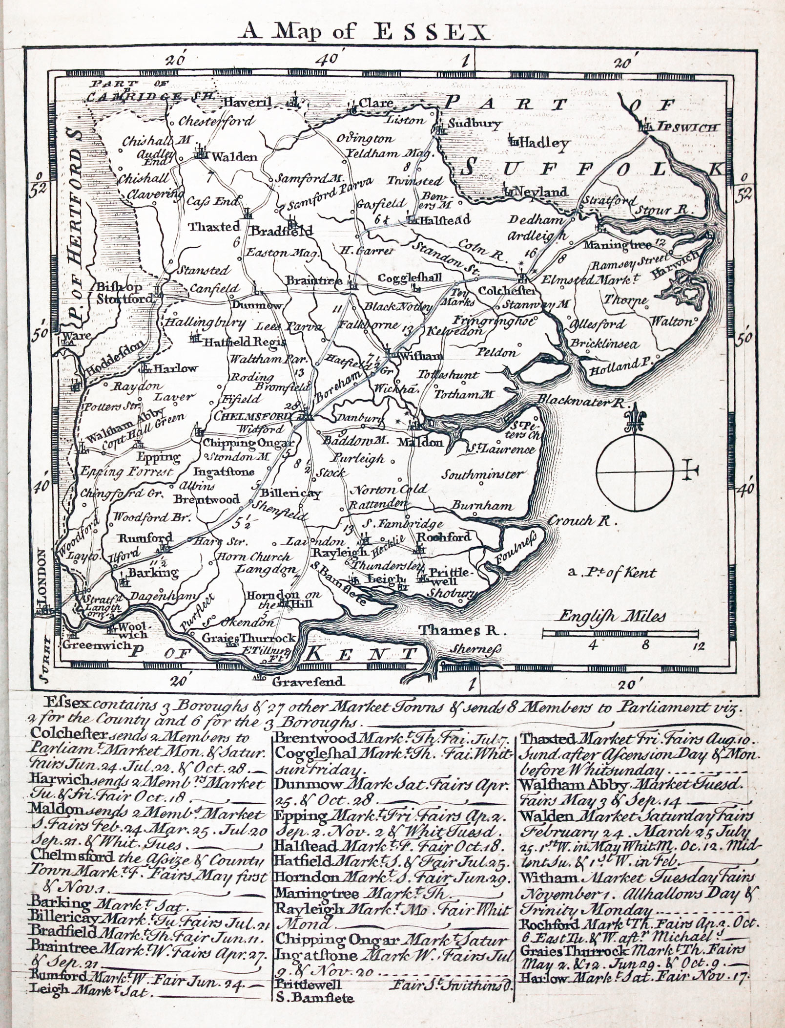Map of Essex by Thomas Kitchin and Thomas Jeffereys 1749