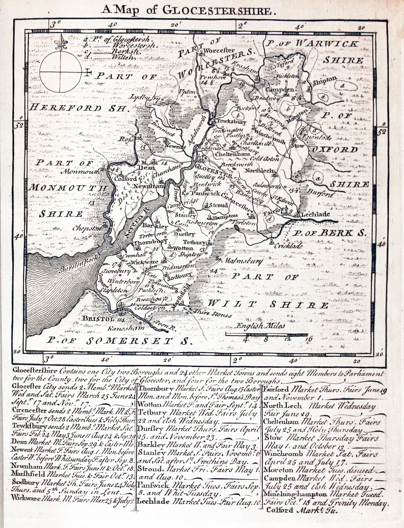 Map of Gloucestershire by Thomas Kitchin & Thomas Jeffereys 1749