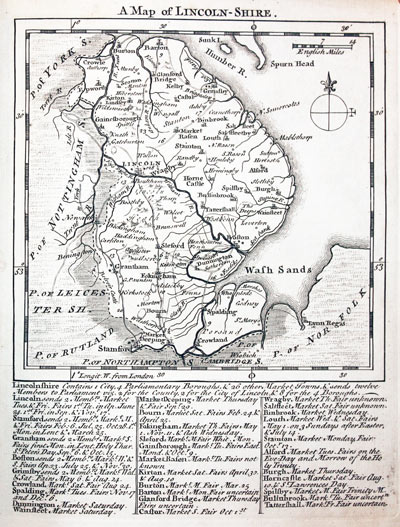Map of Lincolnshire by Thomas Kitchin and Thomas Jeffereys 1749
