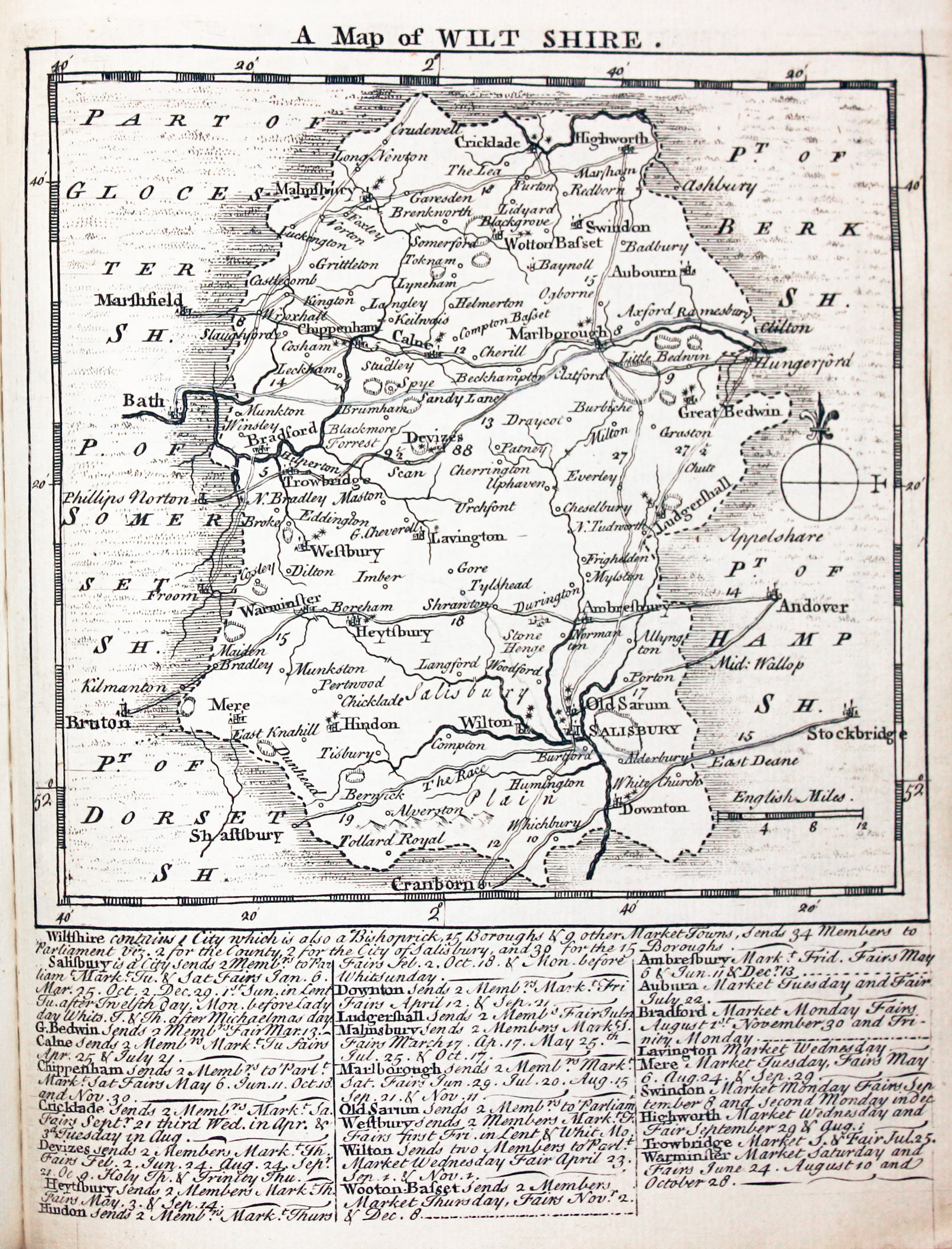 Map of Wiltshire by Thomas Kitchin and Thomas Jeffereys 1749