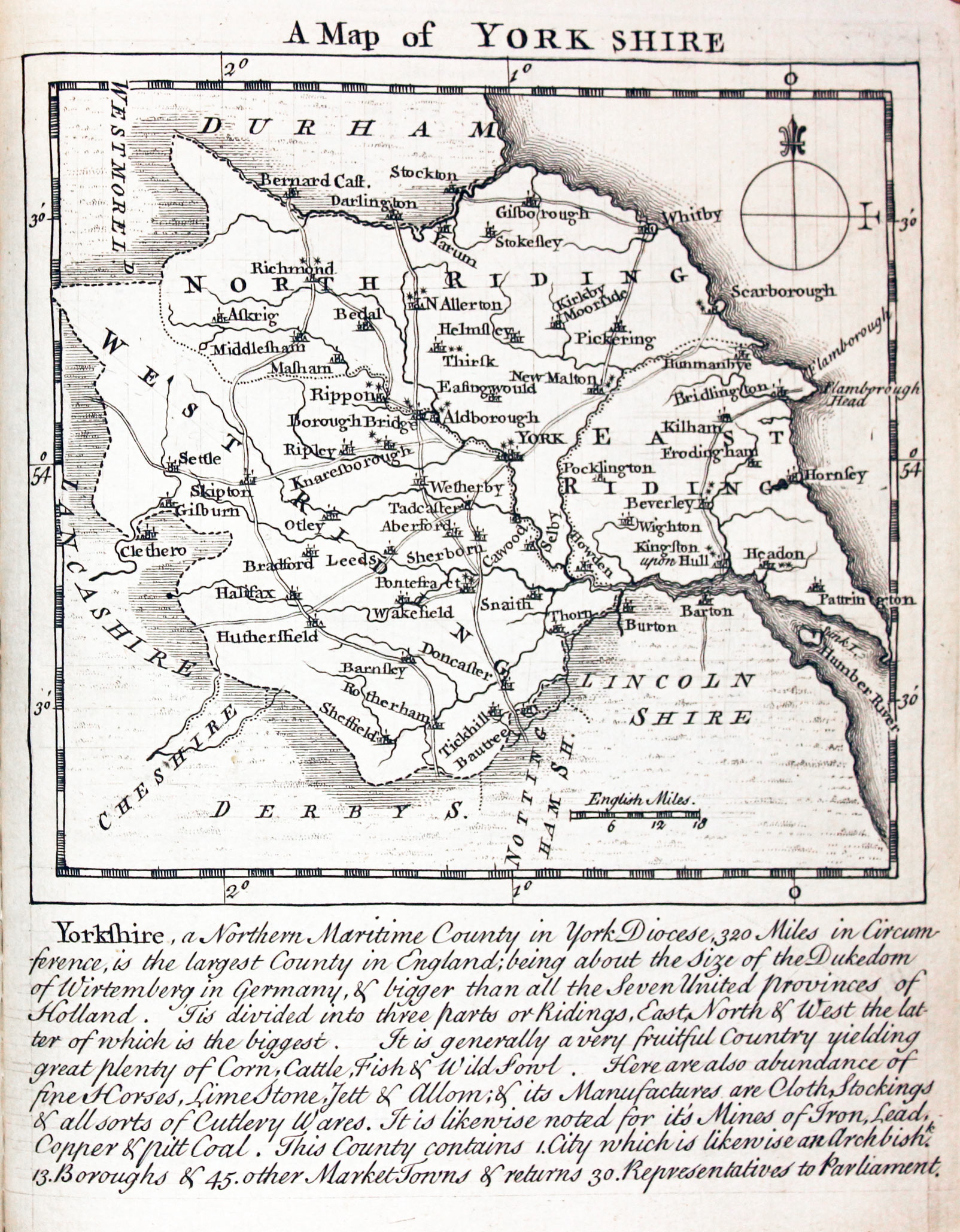 Map of Yorkshire by Thomas Kitchin and Thomas Jeffereys 1749