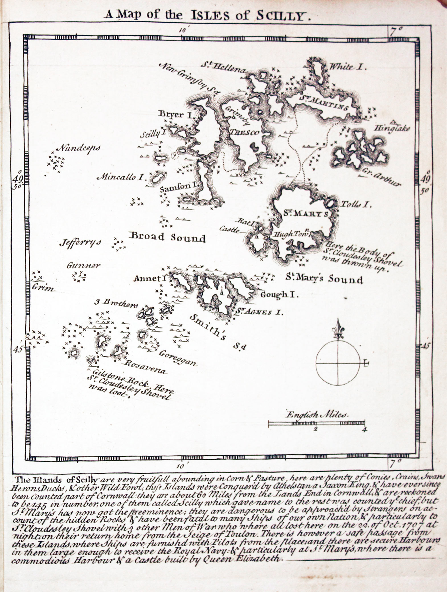 Map of the Scilly Isles by Thomas Kitchin and Thomas Jeffereys 1749