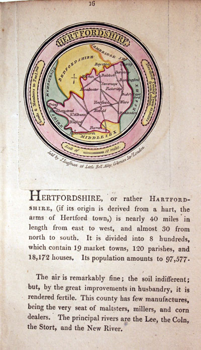 Map of Hertfordshire by John Luffman 1803