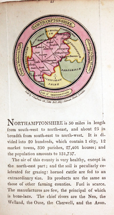 Map of Northamptonshire by John Luffman 1803