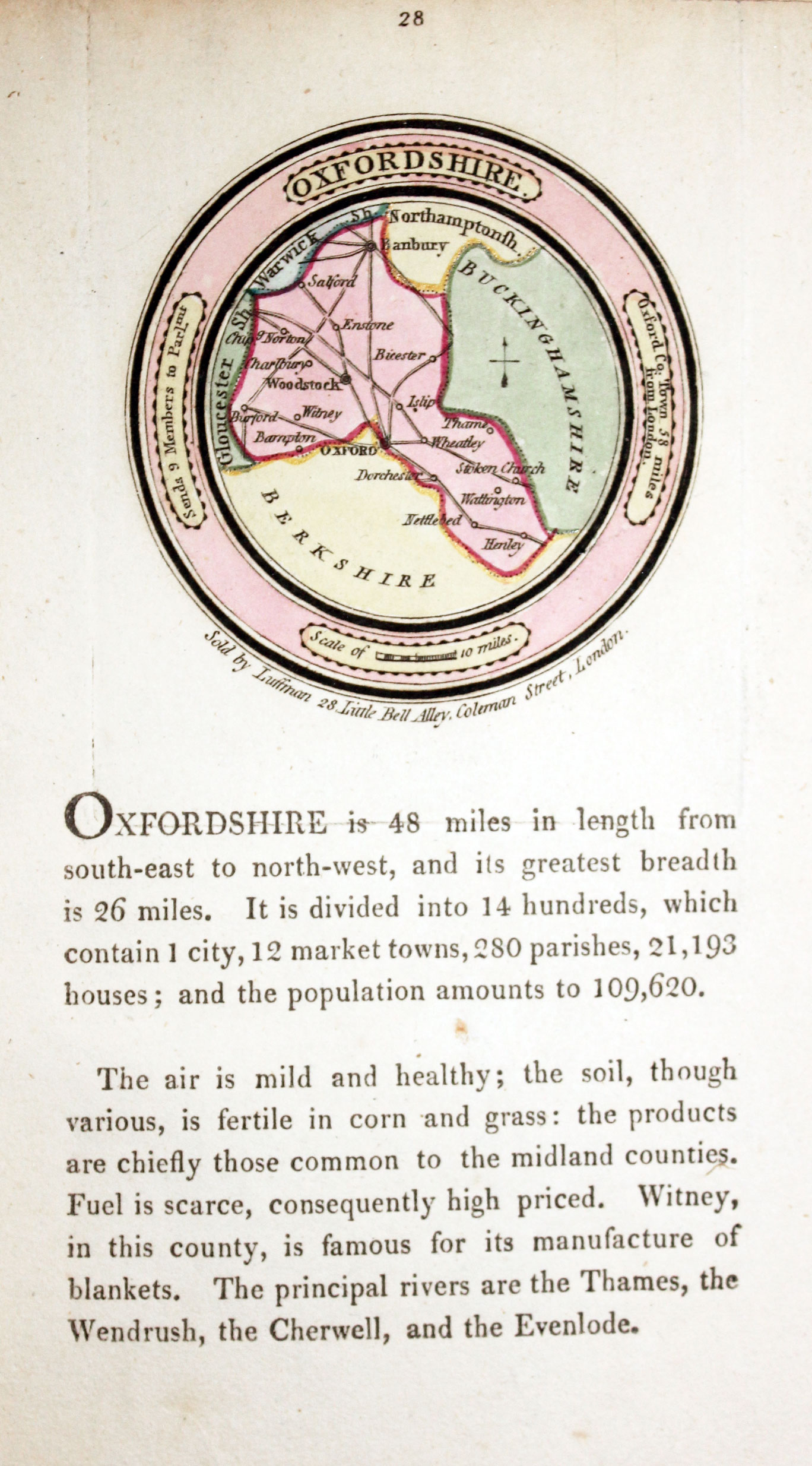 Map of Oxfordshire by John Luffman 1803